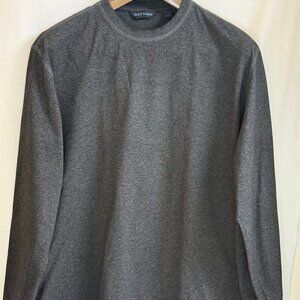 Scott Barber Men's Crew Neck 100% Pima Cotton Long Sleeve Shirt - Charcoal - XL